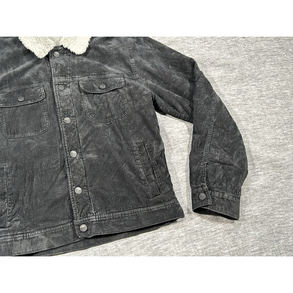 Outerknown Paz Corduroy Trucker Jacket Mens Medium Black Sherpa Cotton Hemp - Picture 5 of 15